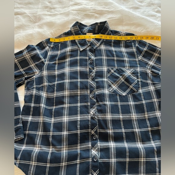 Faded Glory Womens XXL Blue/White Long Sleeve Plaid Shirt - Picture 2 of 15